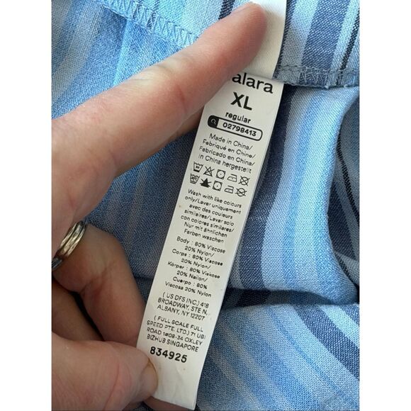 NWOT Halara Stripe Wide Leg Flowy Casual Linen-Feel Overalls with Pockets XL Blu - Picture 6 of 9